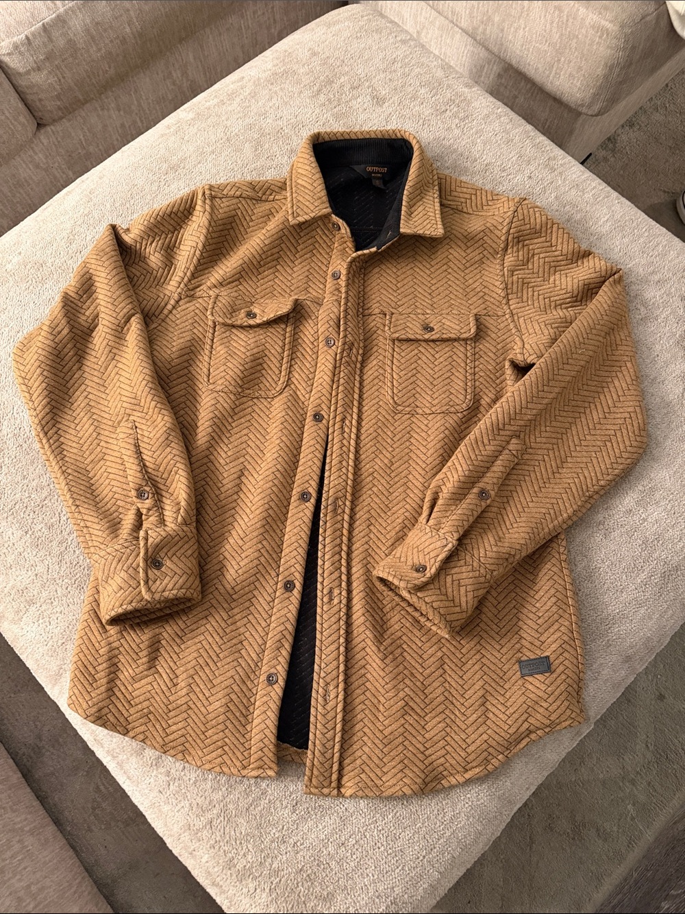 Outpost Men's Tan Herringbone Shirt Jacket